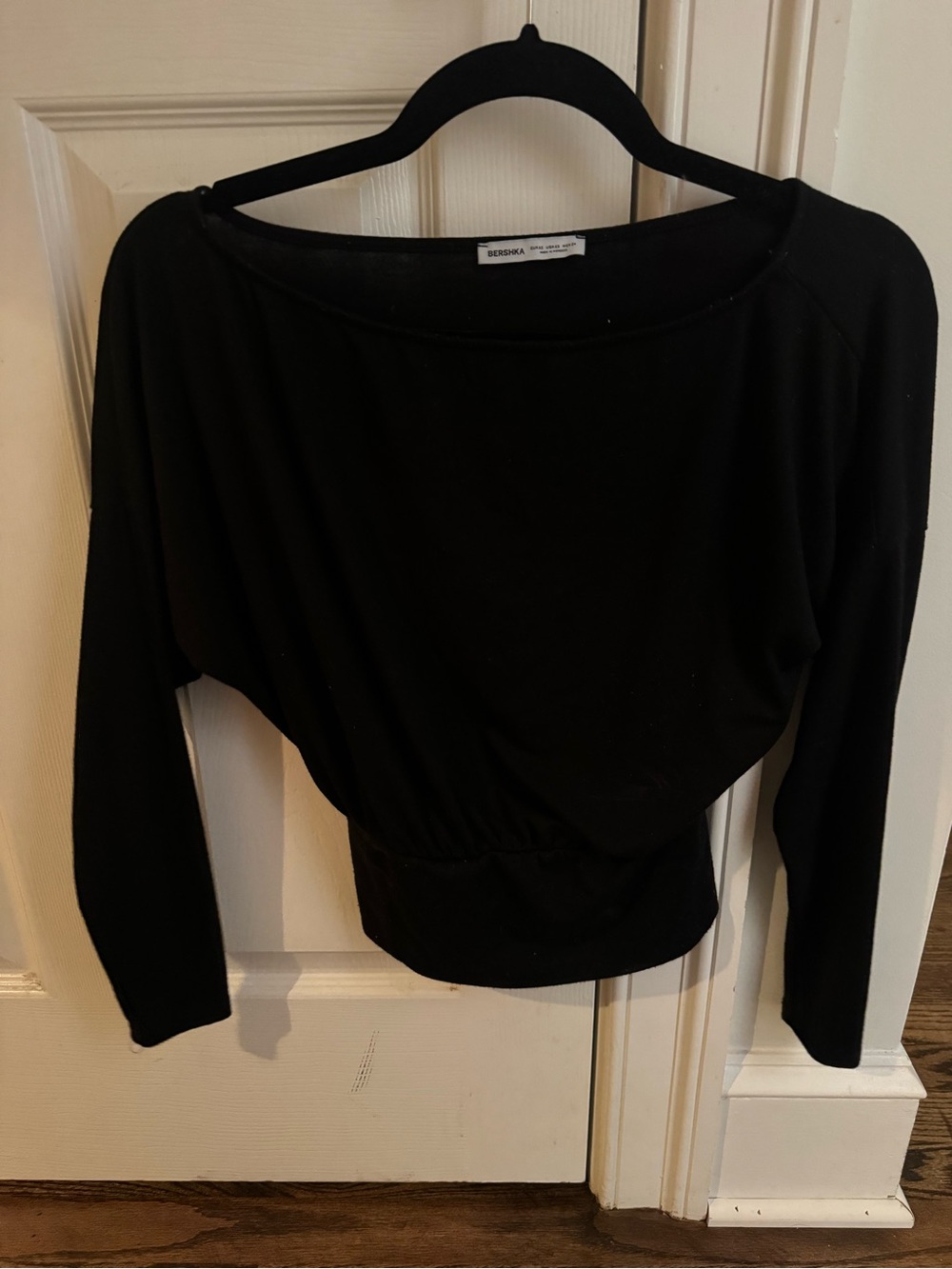 Bershka black boat neck top